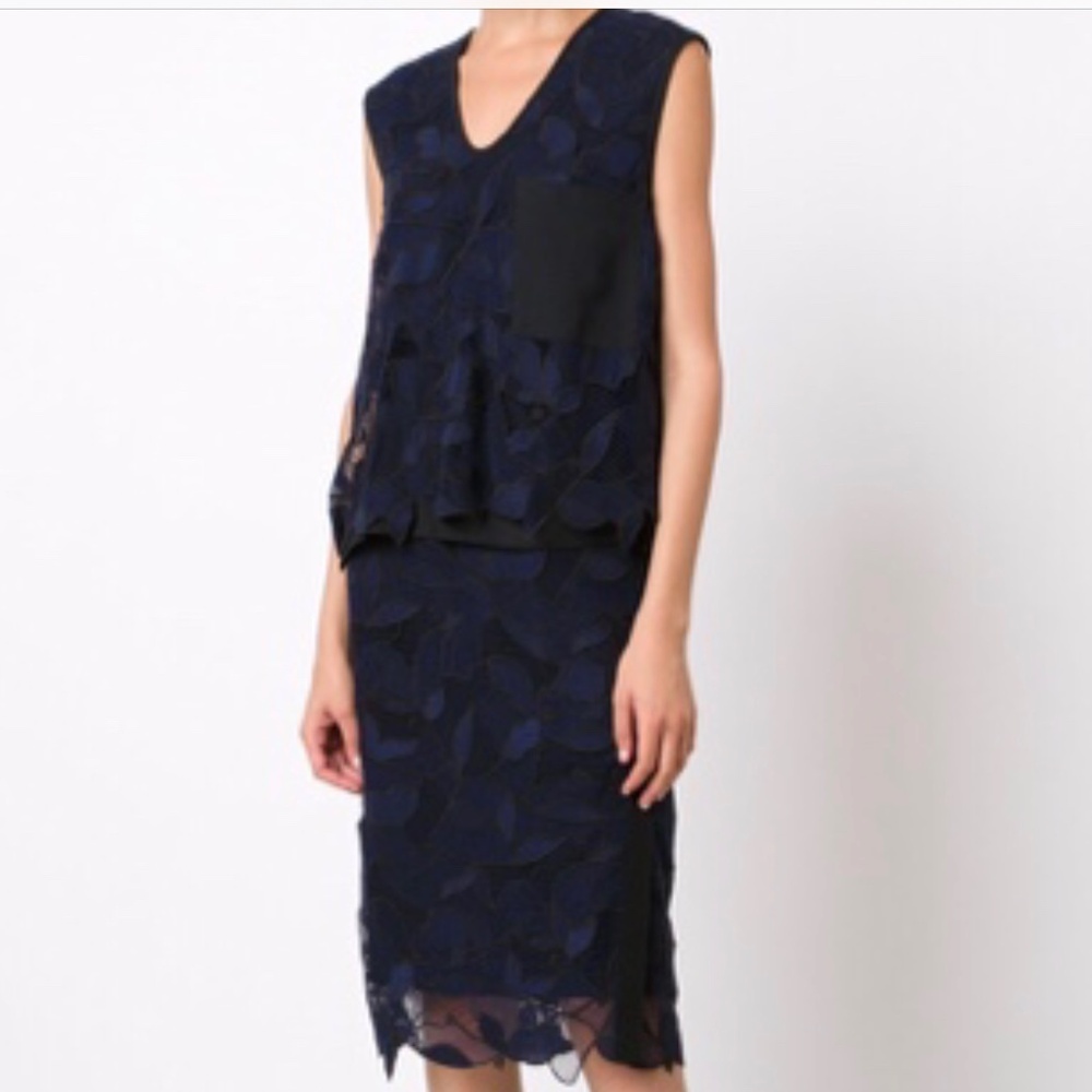 $450 Jason Wu lace black and navy skirt, size 8